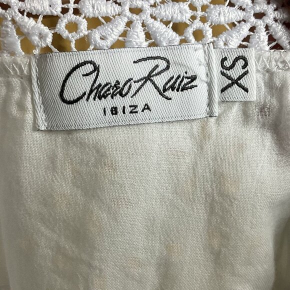 Charo Ruiz Nawa Crochet Lace Trim Square Neck Cotton Mini Dress, White, XS - Picture 10 of 15